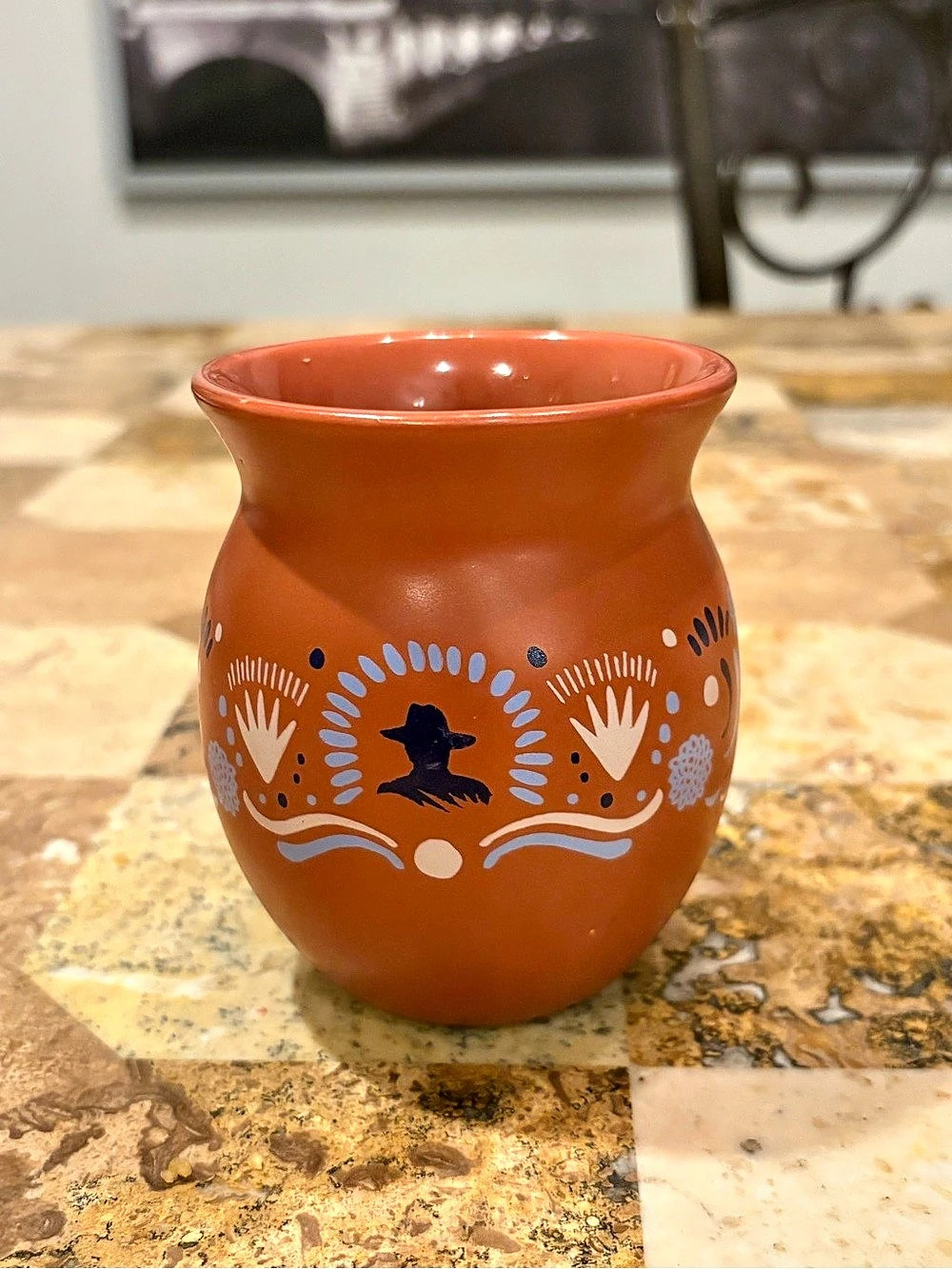 Southwestern Terracotta Ceramic Vase Western Folk Art Desert Decor